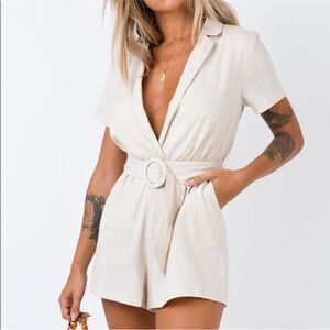 Princess Polly Turin Romper Beige